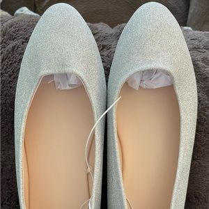 David Bridal’s Flat Loafers - silver glitter - 11 wide